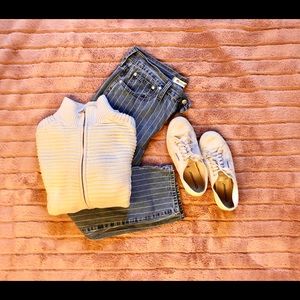 Madewell Striped Perfect Vintage Crop Jeans 31